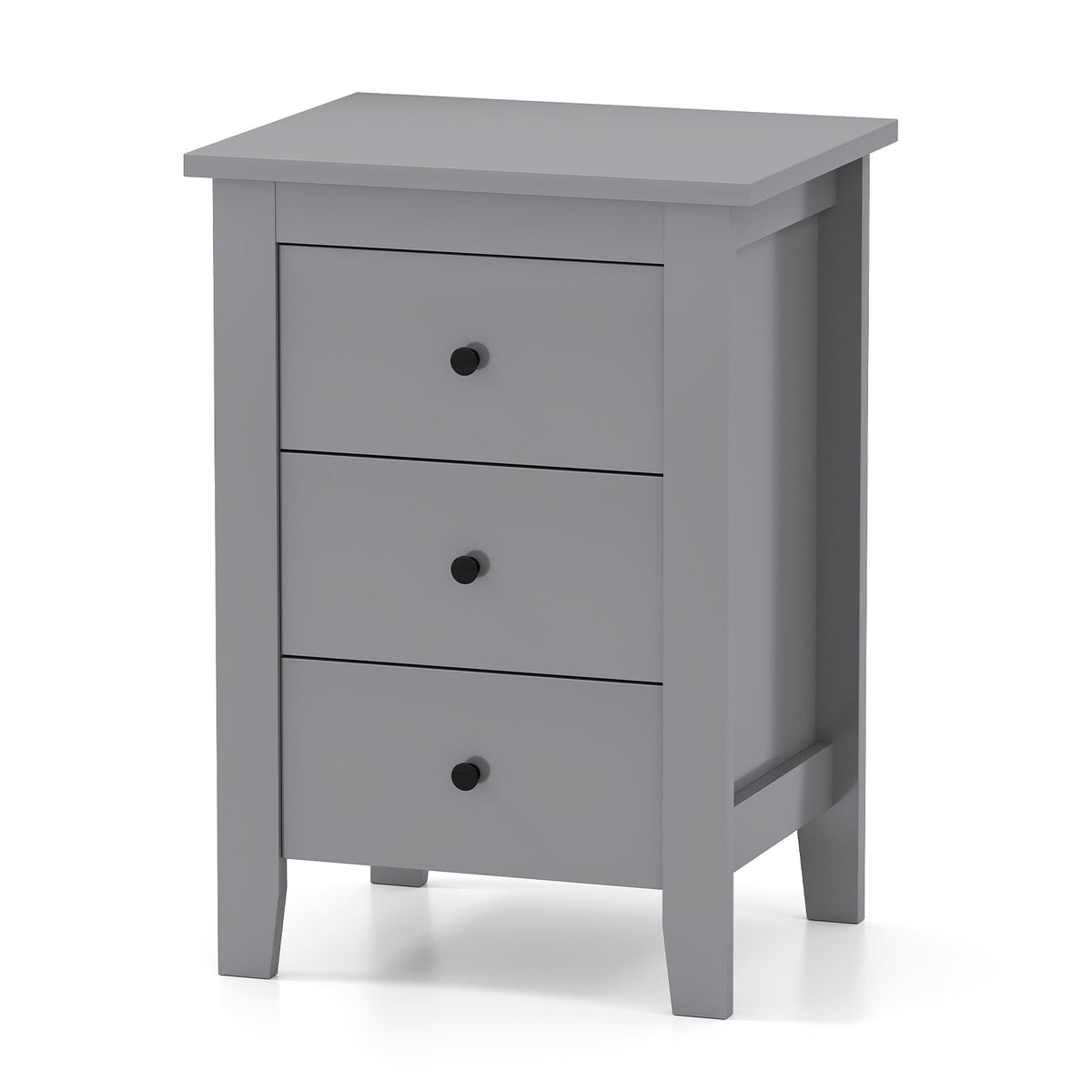 Wooden Nightstand with 3 Drawers and Stable Structure-Black