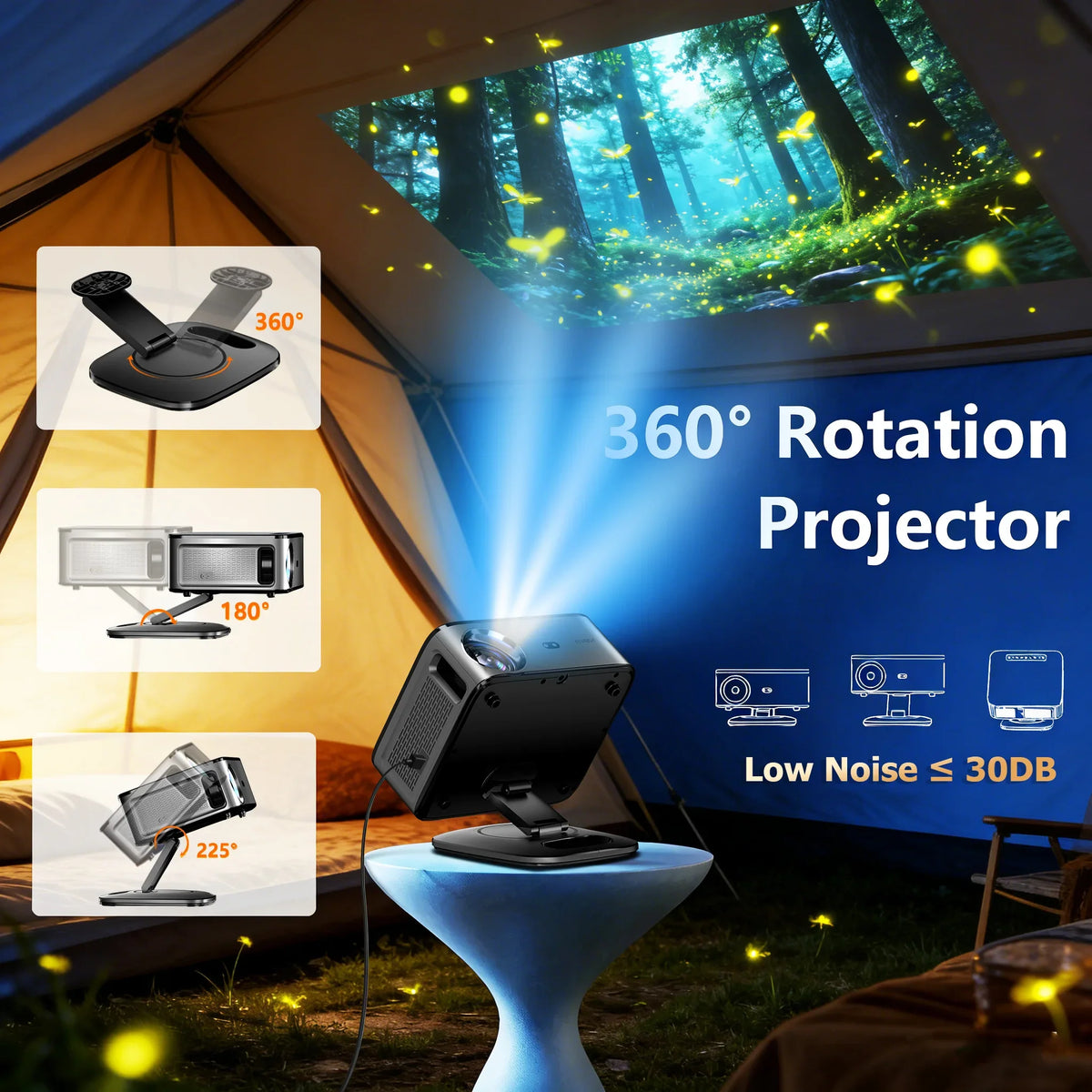 XIWBSY 2026 Portable 4K UHD Smart Projector WiFi Bluetooth Android 11 TV Stick