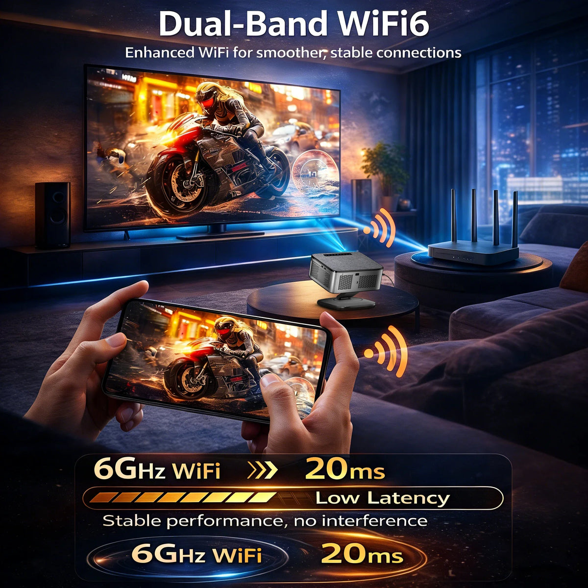 XIWBSY 2026 Portable 4K UHD Smart Projector WiFi Bluetooth Android 11 TV Stick