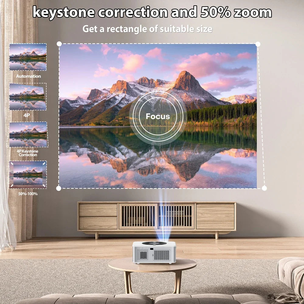 XIWBSY Full HD Android 8K Projector 1000 ANSI 1080P WiFi Bluetooth Auto Focus