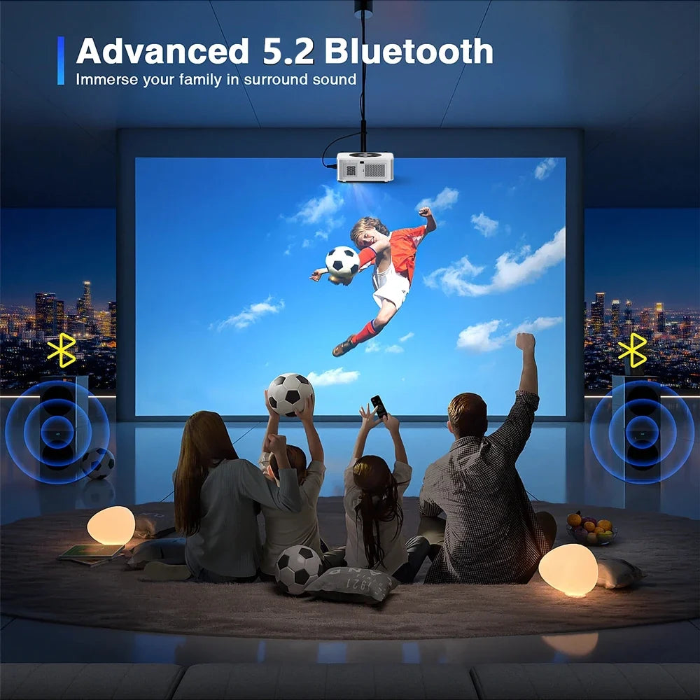 XIWBSY Full HD Android 8K Projector 1000 ANSI 1080P WiFi Bluetooth Auto Focus
