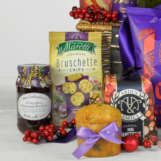 Weihnachts-Samt-Luxus-Präsentkorb | Rot- und Weißwein | Premium-Geschenk