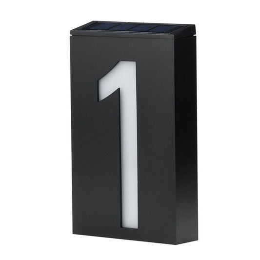 Solar LED House Number Light - 6 LED Outdoor Doorplate Lamp with Auto Dusk Sensor