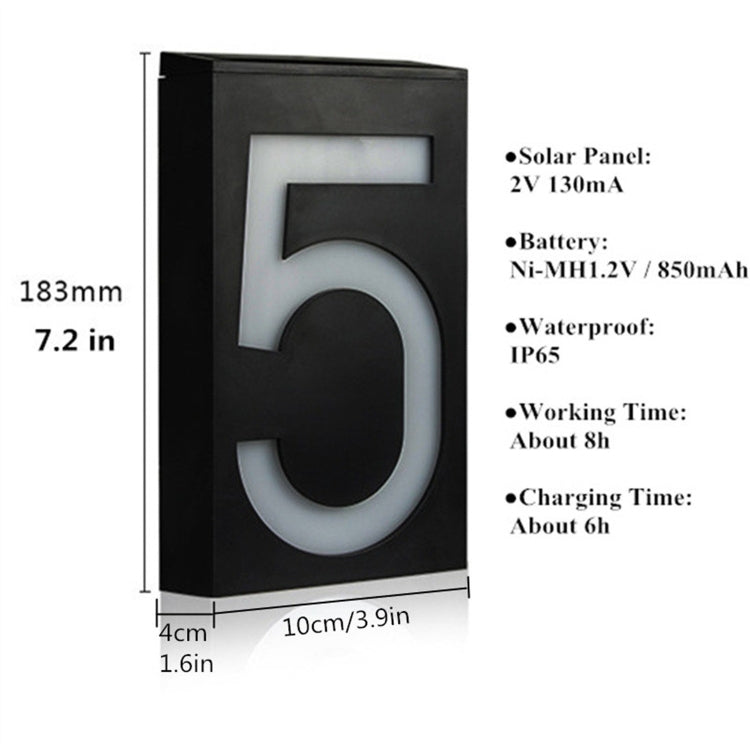 Solar LED House Number Light - 6 LED Outdoor Doorplate Lamp with Auto Dusk Sensor