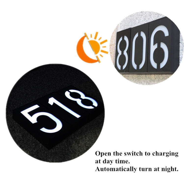 Solar LED House Number Light - 6 LED Outdoor Doorplate Lamp with Auto Dusk Sensor