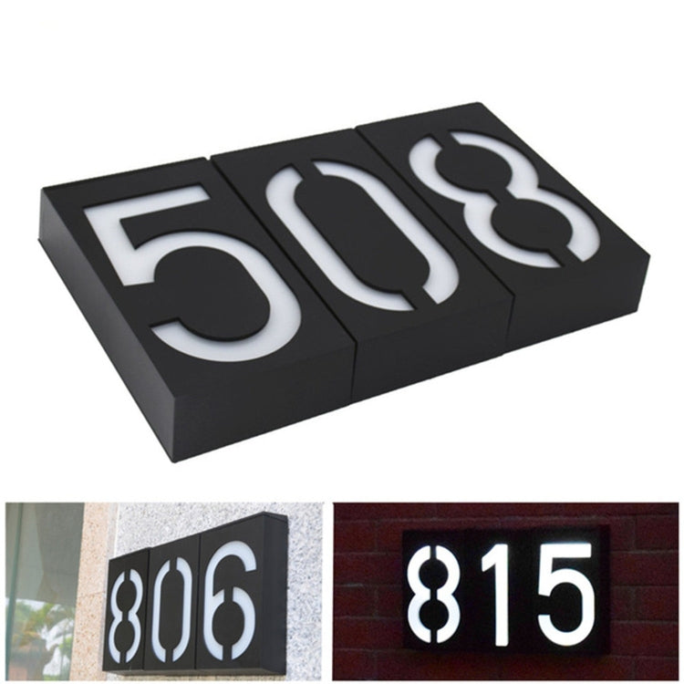 Solar LED House Number Light - 6 LED Outdoor Doorplate Lamp with Auto Dusk Sensor