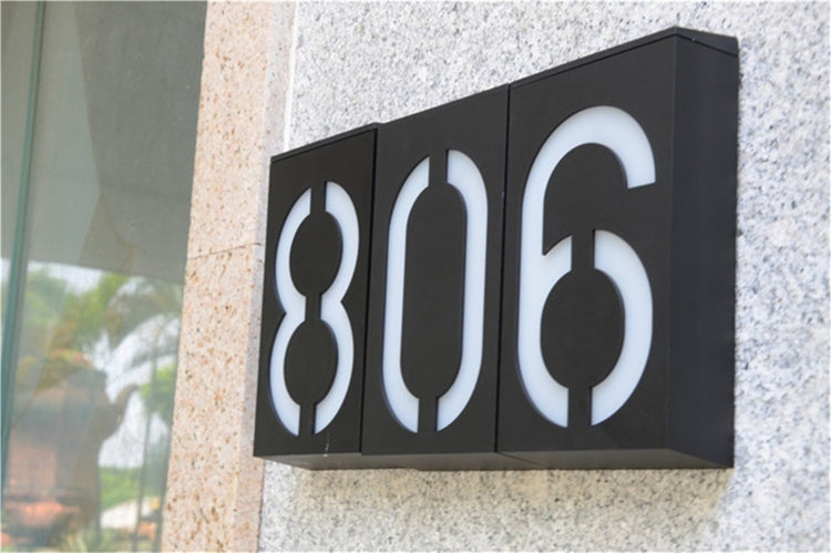 Solar LED House Number Light - 6 LED Outdoor Doorplate Lamp with Auto Dusk Sensor