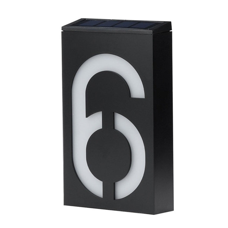 Solar LED House Number Light - 6 LED Outdoor Doorplate Lamp with Auto Dusk Sensor
