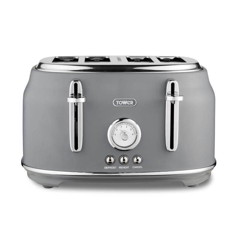 Tower Renaissance Grey 4 Slice Toaster UK Plug