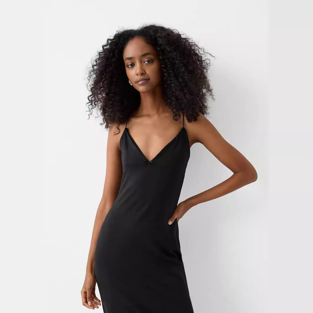 Sexy Trend V-neck Backless Slim Fit Sheath Suspender Skirt