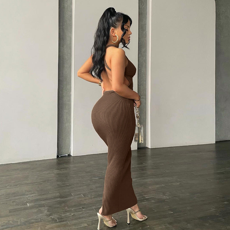 Women's Summer New Sleeveless Backless Long Slim Dress