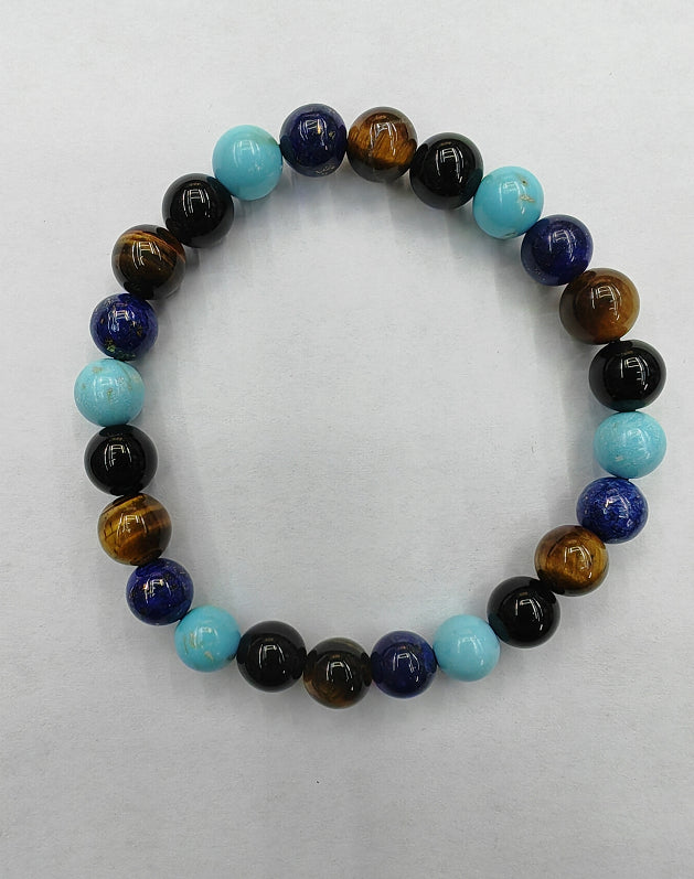 Tiger Eye Volcano Stone Orchid Pine Matte Blue Gold Stone Bracelet