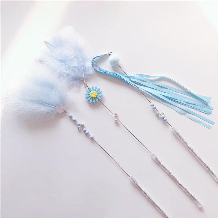 Funny Cat Stick Feather Bell Three-piece Long Tassel Resistant To Bite