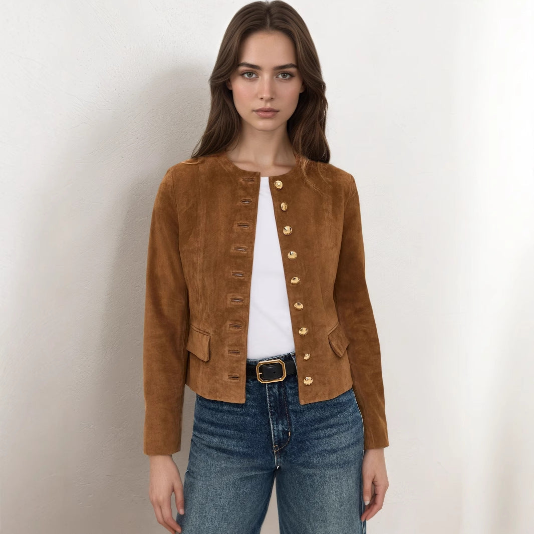 Single-breasted Short All-match New Suede Jacket