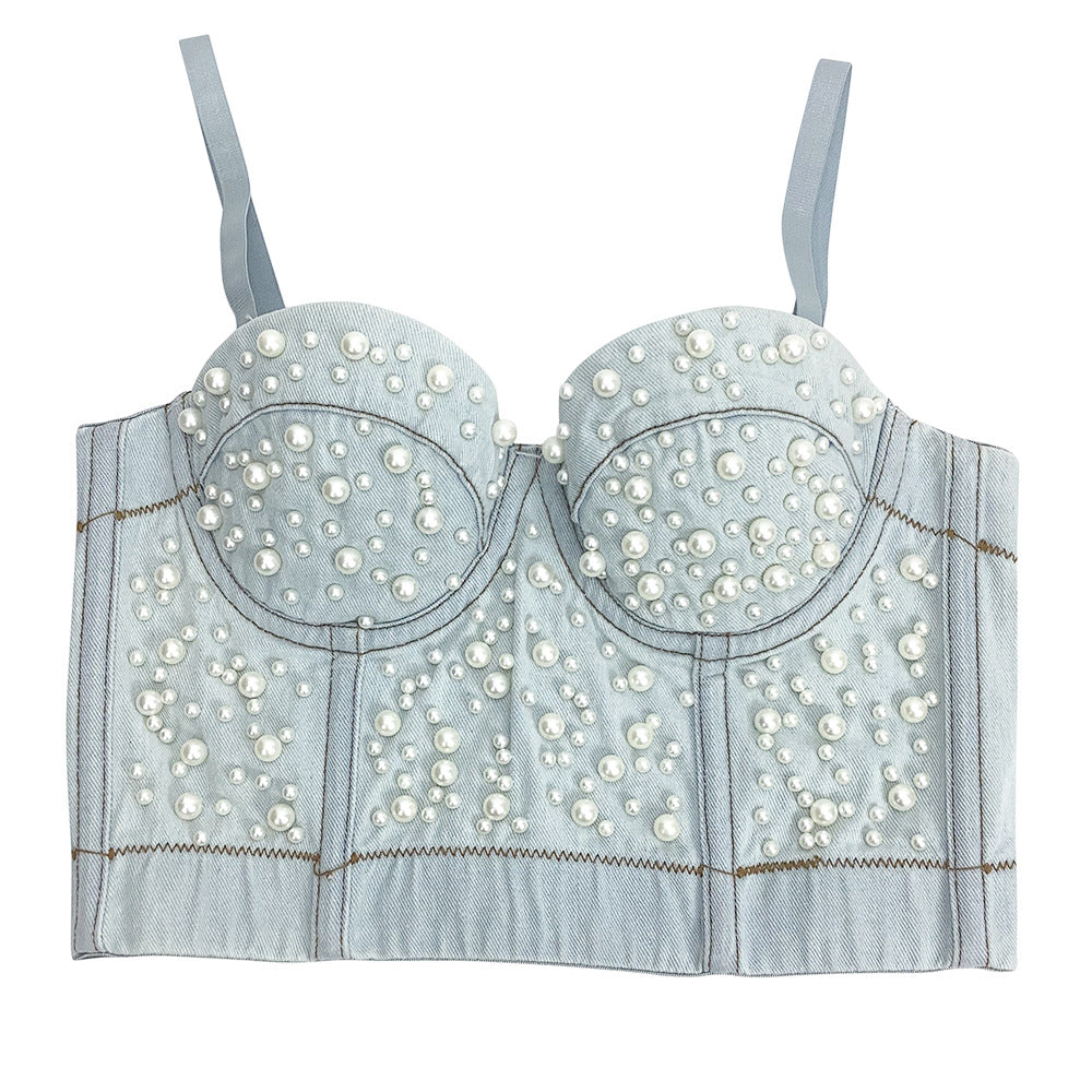 Shapewear Short Outerwear Sexy Womens Denim Bustier Vest