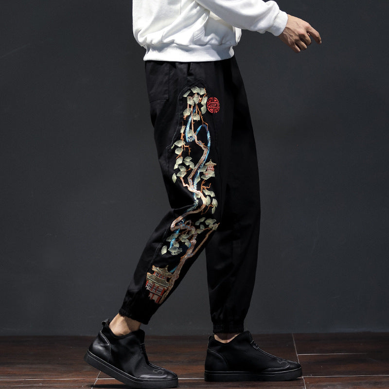 Men's Patchwork Embroidered National Trend Loose Pants