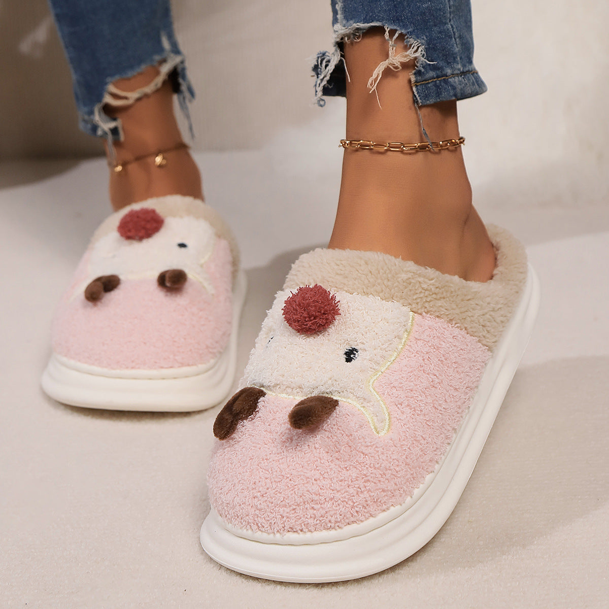 Cotton Slippers Cute Cartoon Indoor And Outdoor Warm Non-slip Comfort And Casual