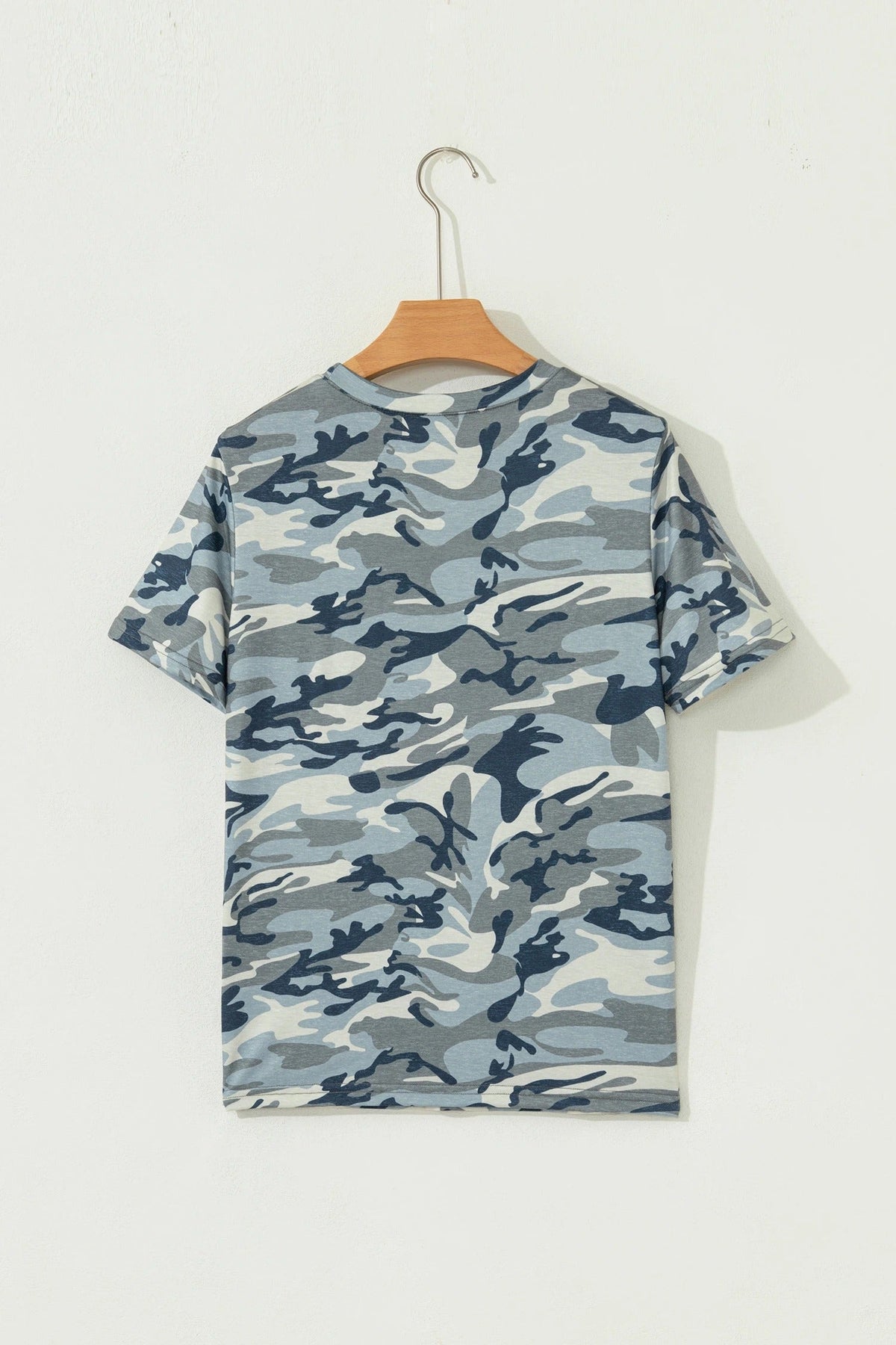 Women's Casual Loose-fit Crew-neck Camouflage Sports Short-sleeve