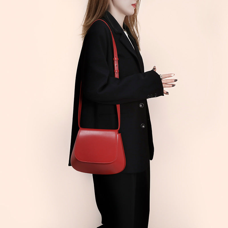 Crossbody Bag Vegan Leather Women Retro Small Saddle Satchel Shoulder Bag With Long Adjustable Strap