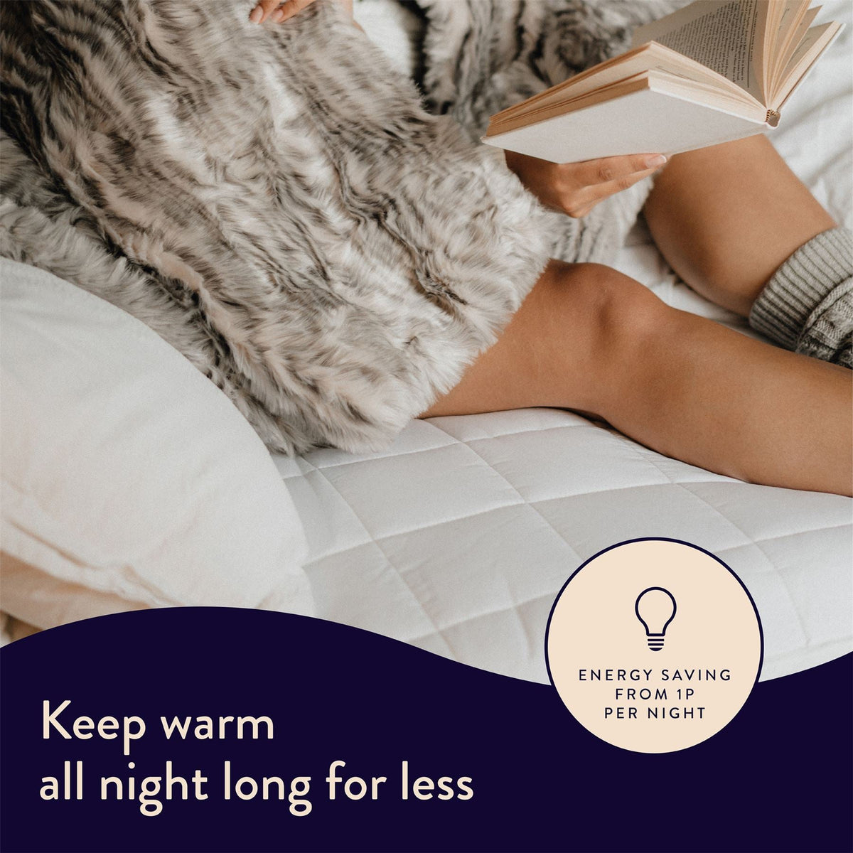 Dreamland Intelliheat Dual Control Organic Cotton Mattress Protector - Double
