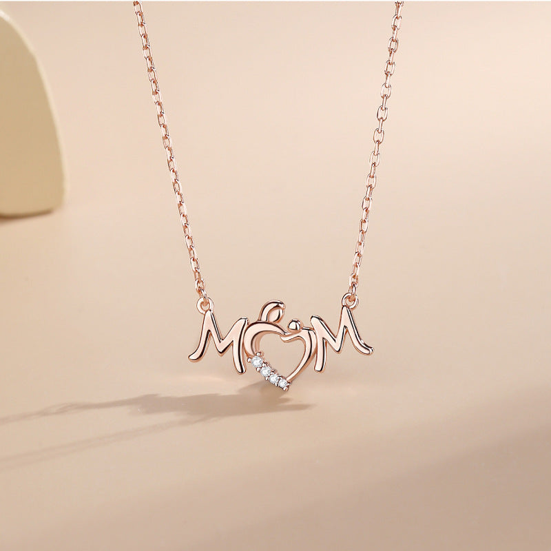 New S925 Sterling Silver Necklace Love Wings Women's Mother's Day Gift