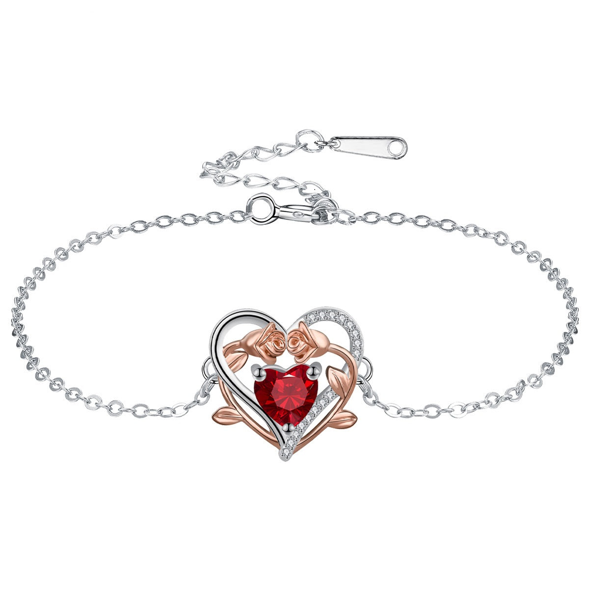 Heart-Shaped Rose Bracelet | Elegant Copper Floral Bangle