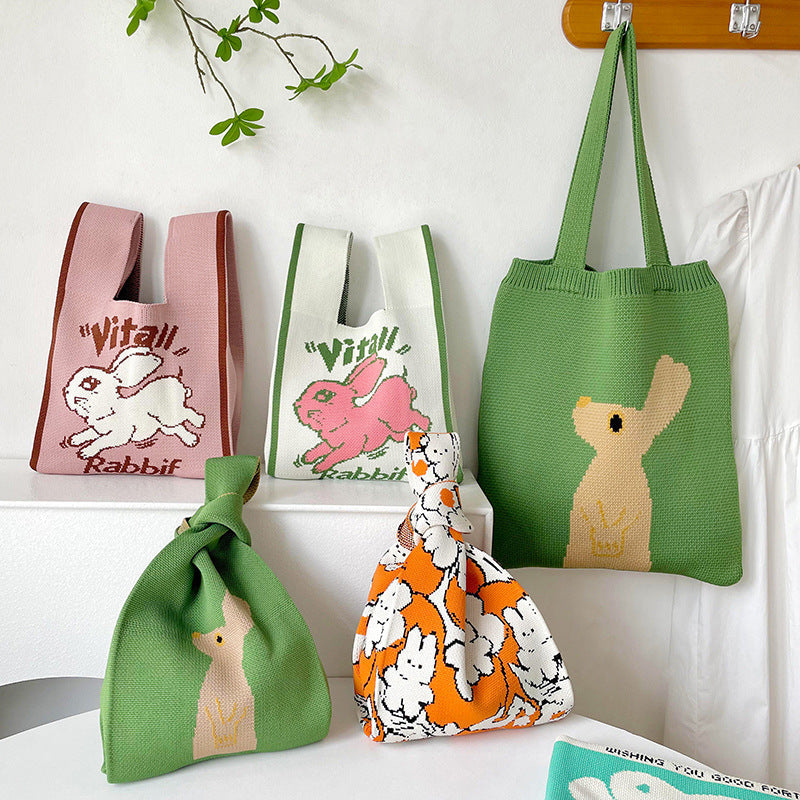 Rabbit Knitted Shoulder Bag Large Capacity Tote