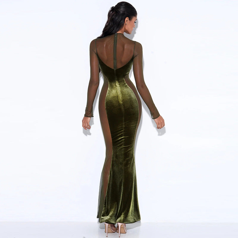 Fashion Round Neck Backless Dress
