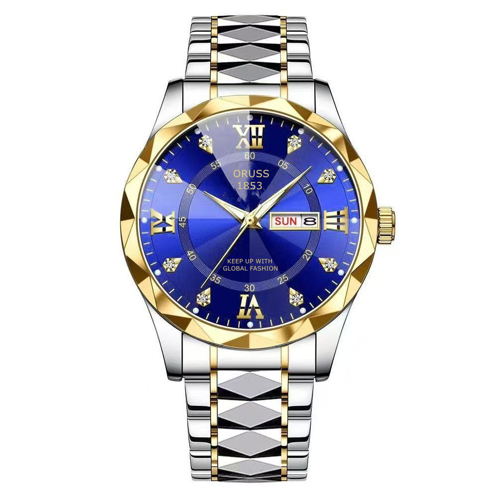 Dual-calendar Mens Quartz Casual Watch