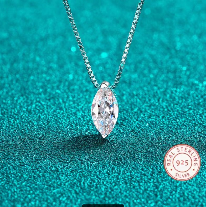 S925 Sterling Silver Horse Eye Classic Solitaire Necklace Simple All-match