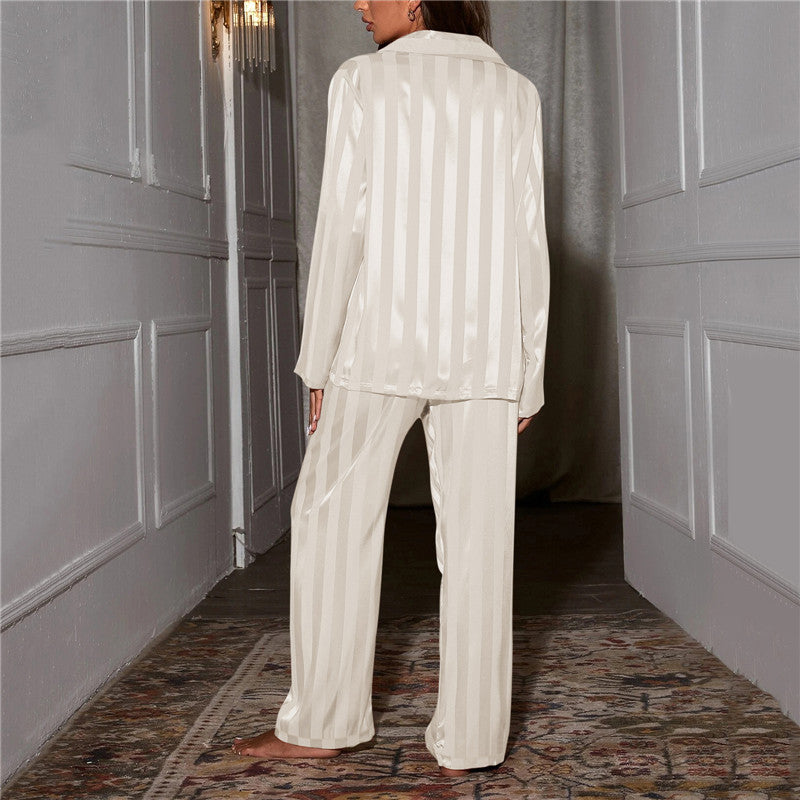 Women's Ice Silk Long Sleeve Home Pajama Set