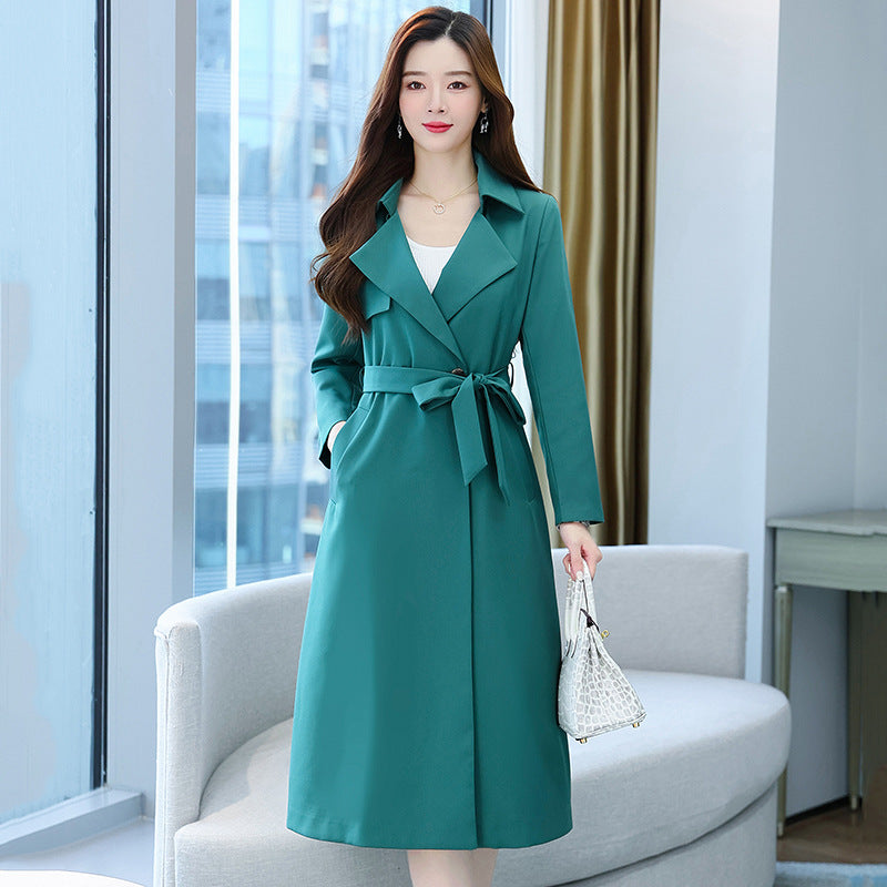 Windbreaker Women's Fashion Western Style Coat Mid-length