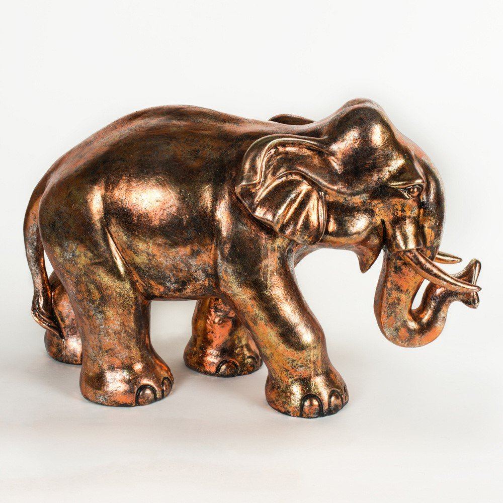 Artisan Small Copper Brushed Elephant Figurine