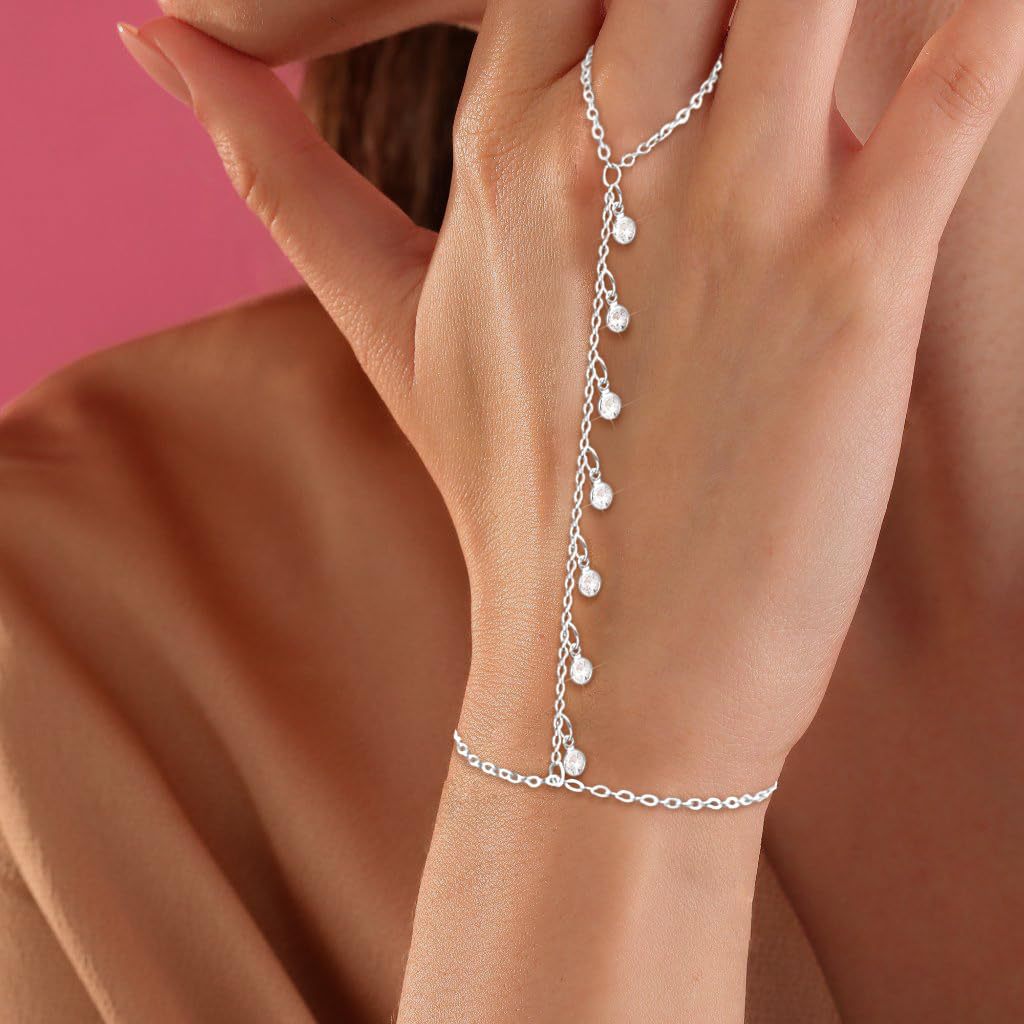 Stainless Steel 18K Gold-plated Chain Linked Finger Bracelet