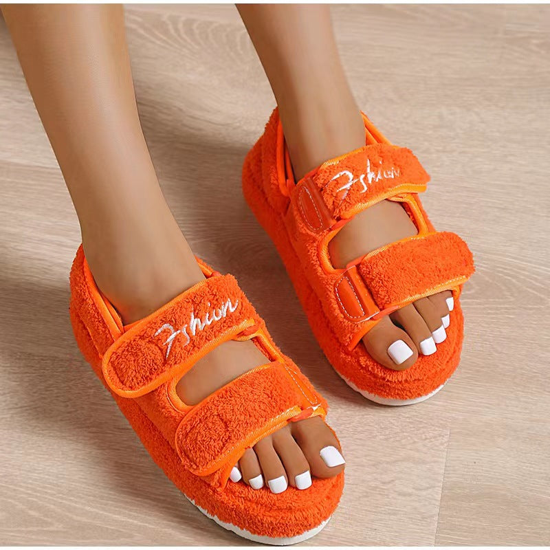 Velcro Fur Sandals Women's Plus Size Small Fragrance Warm Sandals