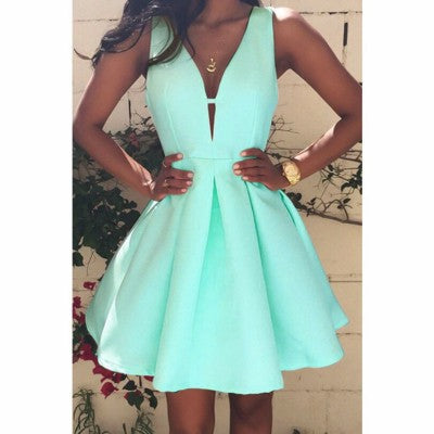 Backless Zipper Deep V-neck Sleeveless Fashion New Dress