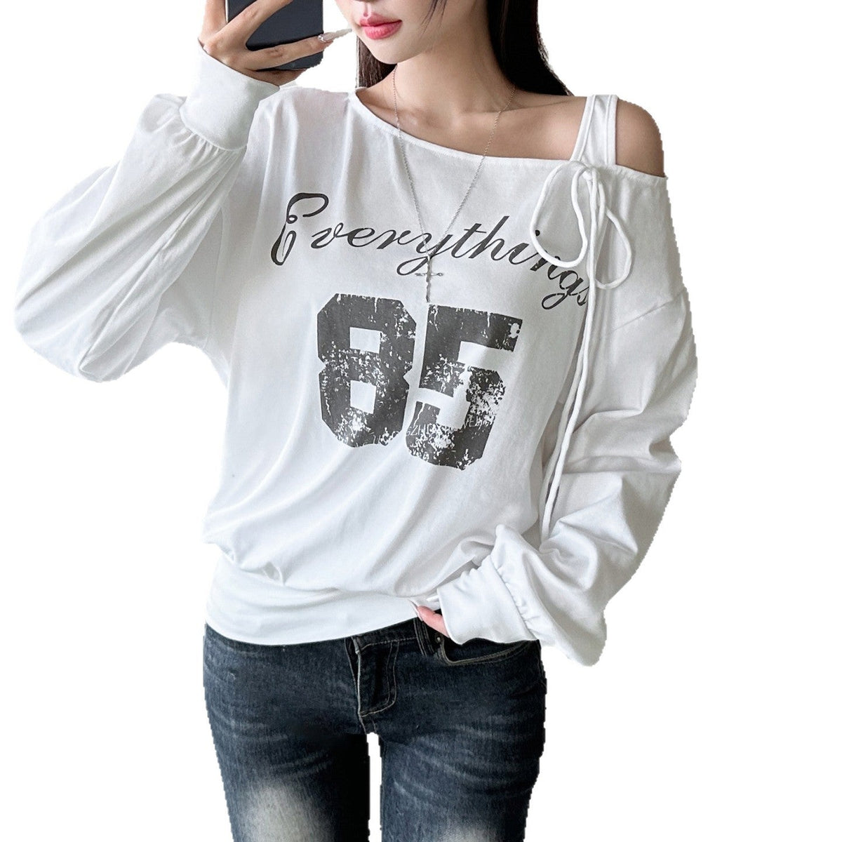 New Relaxed-style Outfit Loose-fitting Asymmetrical T-shirt