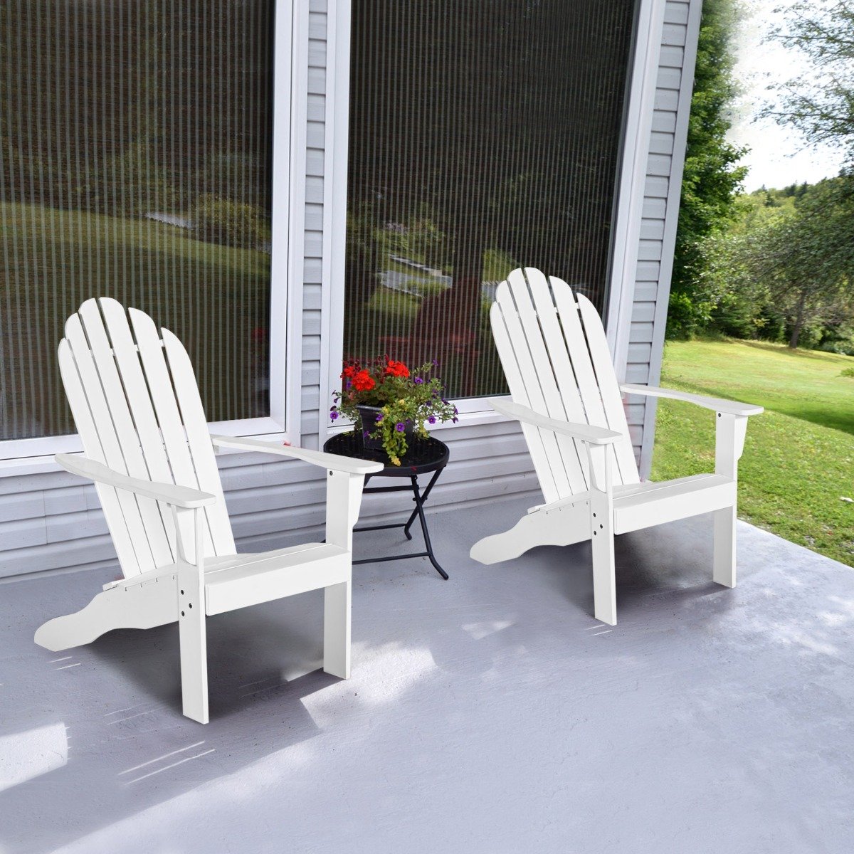 Acacia Wood Adirondack Lounger Chair with Slatted Seating, Ergonomic Design-Grey