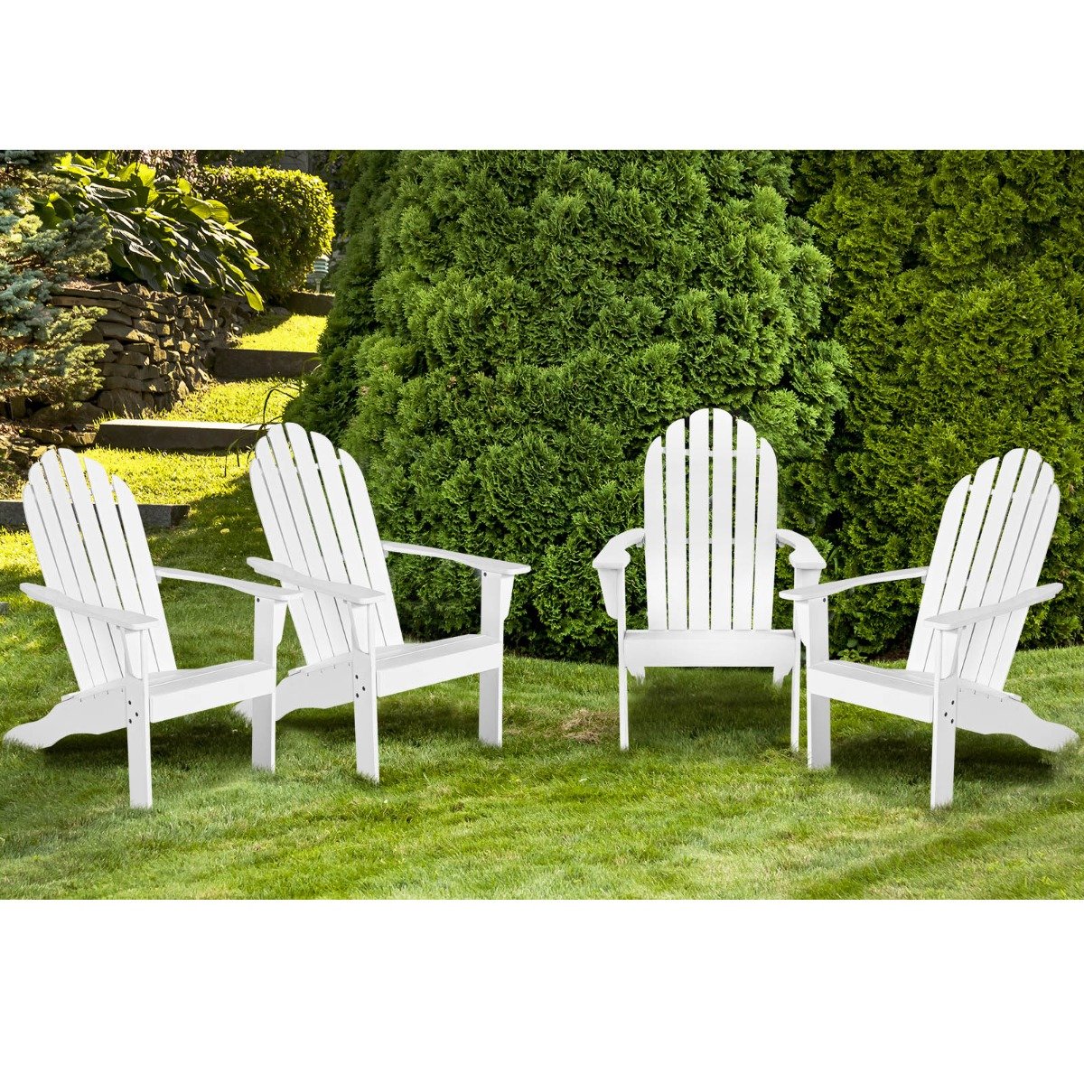 Acacia Wood Adirondack Lounger Chair with Slatted Seating, Ergonomic Design-Grey