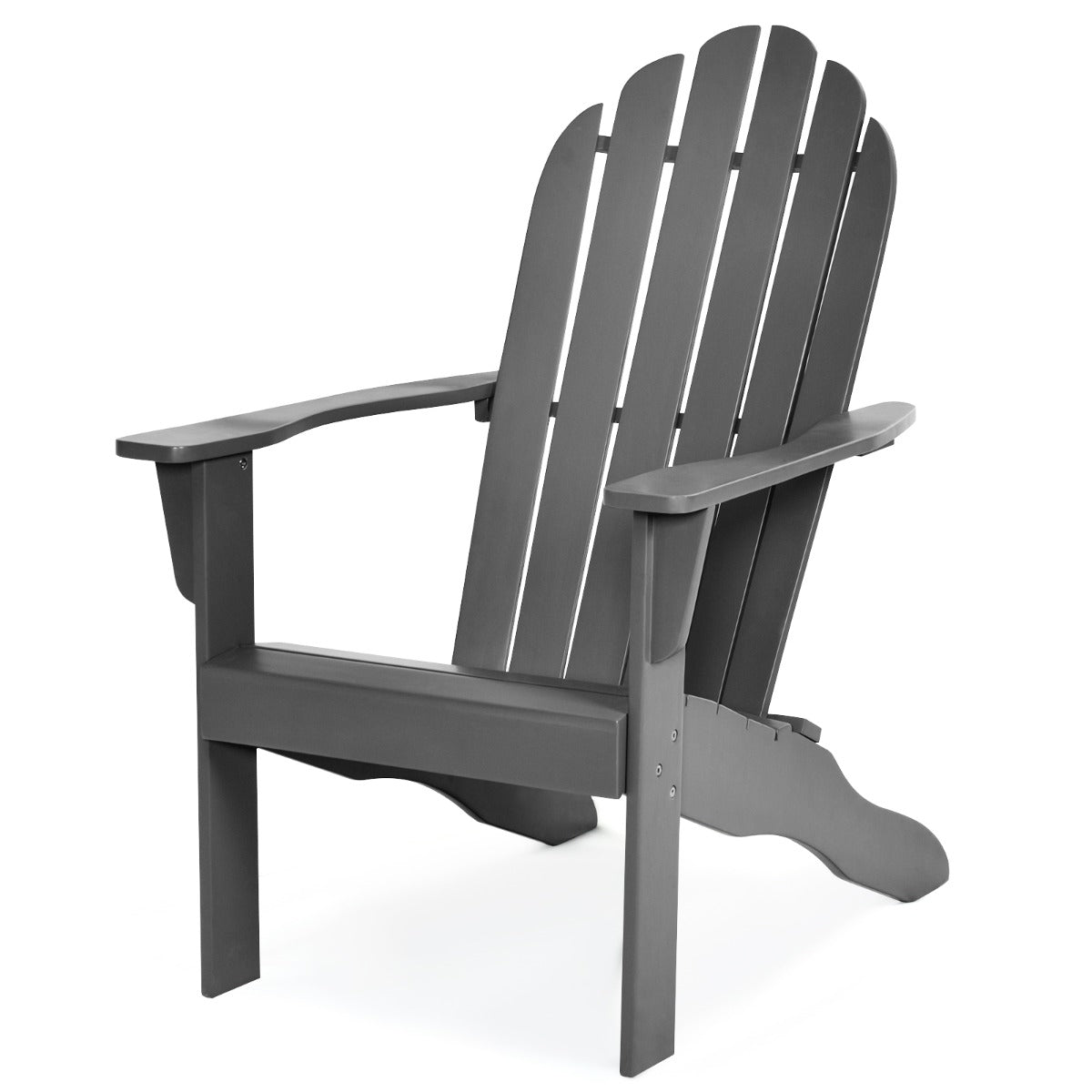Acacia Wood Adirondack Lounger Chair with Slatted Seating, Ergonomic Design-Grey