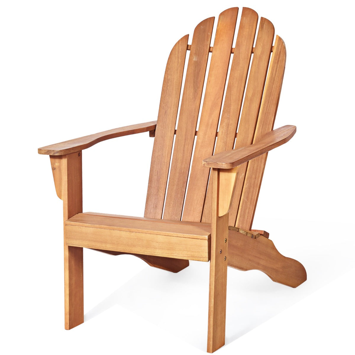 Acacia Wood Adirondack Lounger Chair with Slatted Seating, Ergonomic Design-Grey