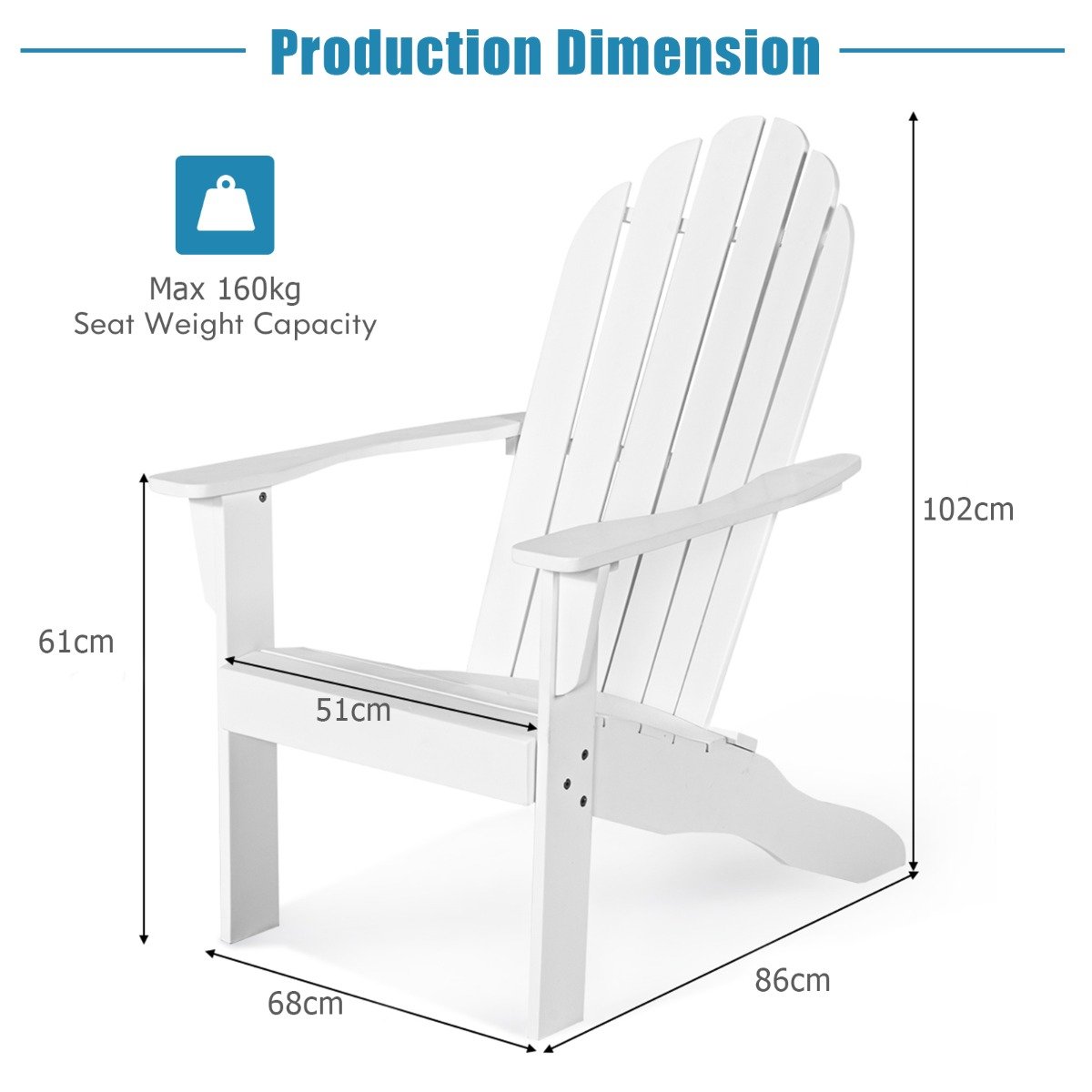 Acacia Wood Adirondack Lounger Chair with Slatted Seating, Ergonomic Design-Grey