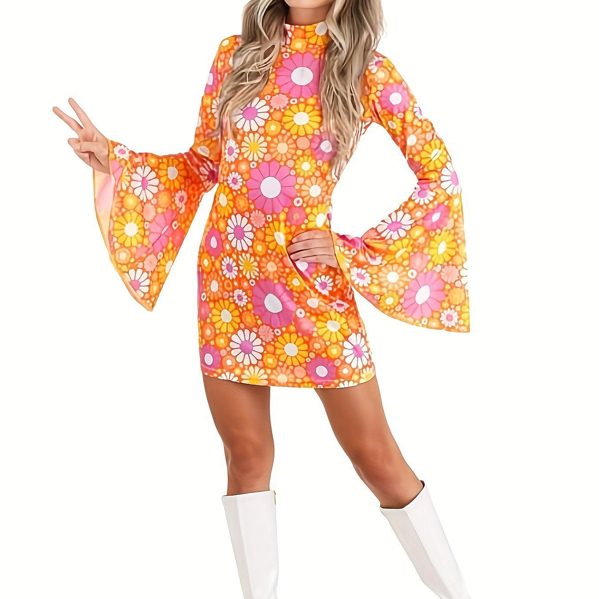 Casual Round Neck Hippie And Disco Fashion