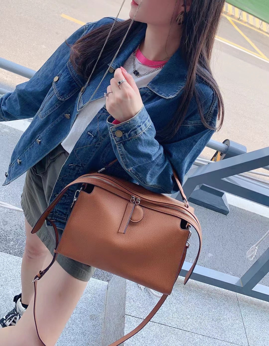 Women's Shoulder Crossbody Bag Stitching Contrast Color
