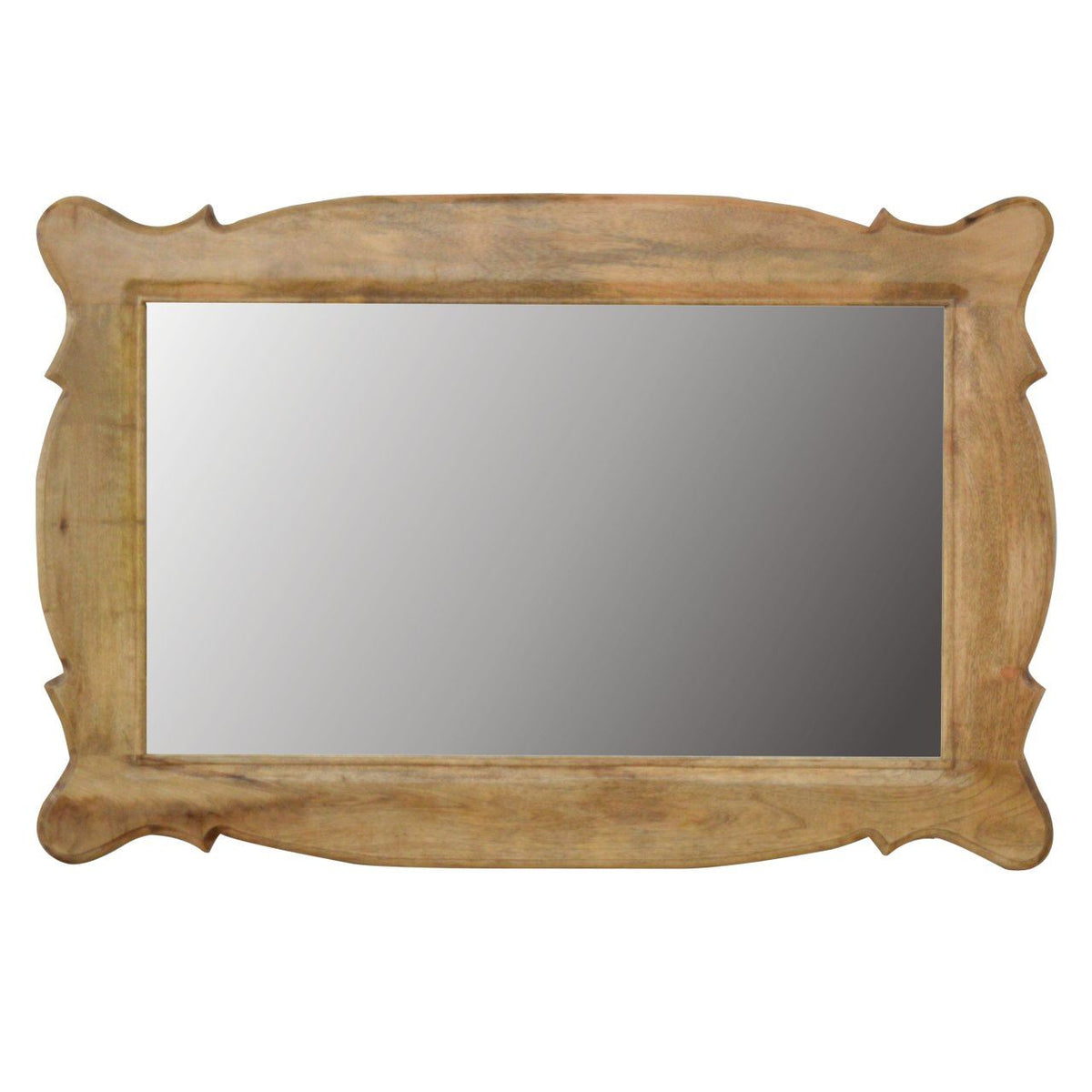 Artisan Wooden Hand Carved Oblong Frame with Mirror