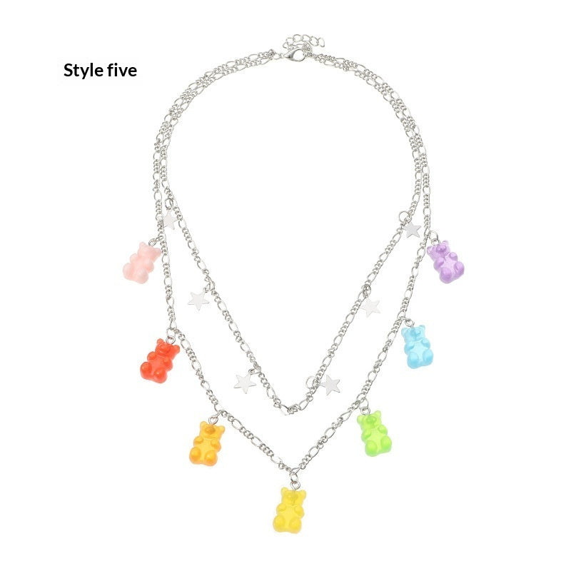 INS Fashion Pendant Personalized Candy-colored Little Bear Necklace