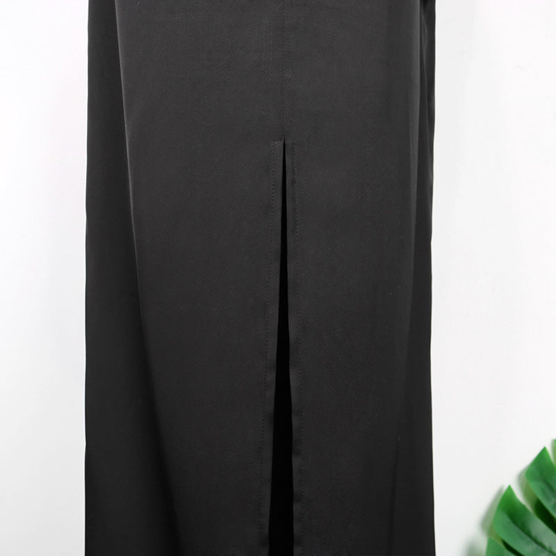 Black Long Sleeved Square Neck Dress For Women