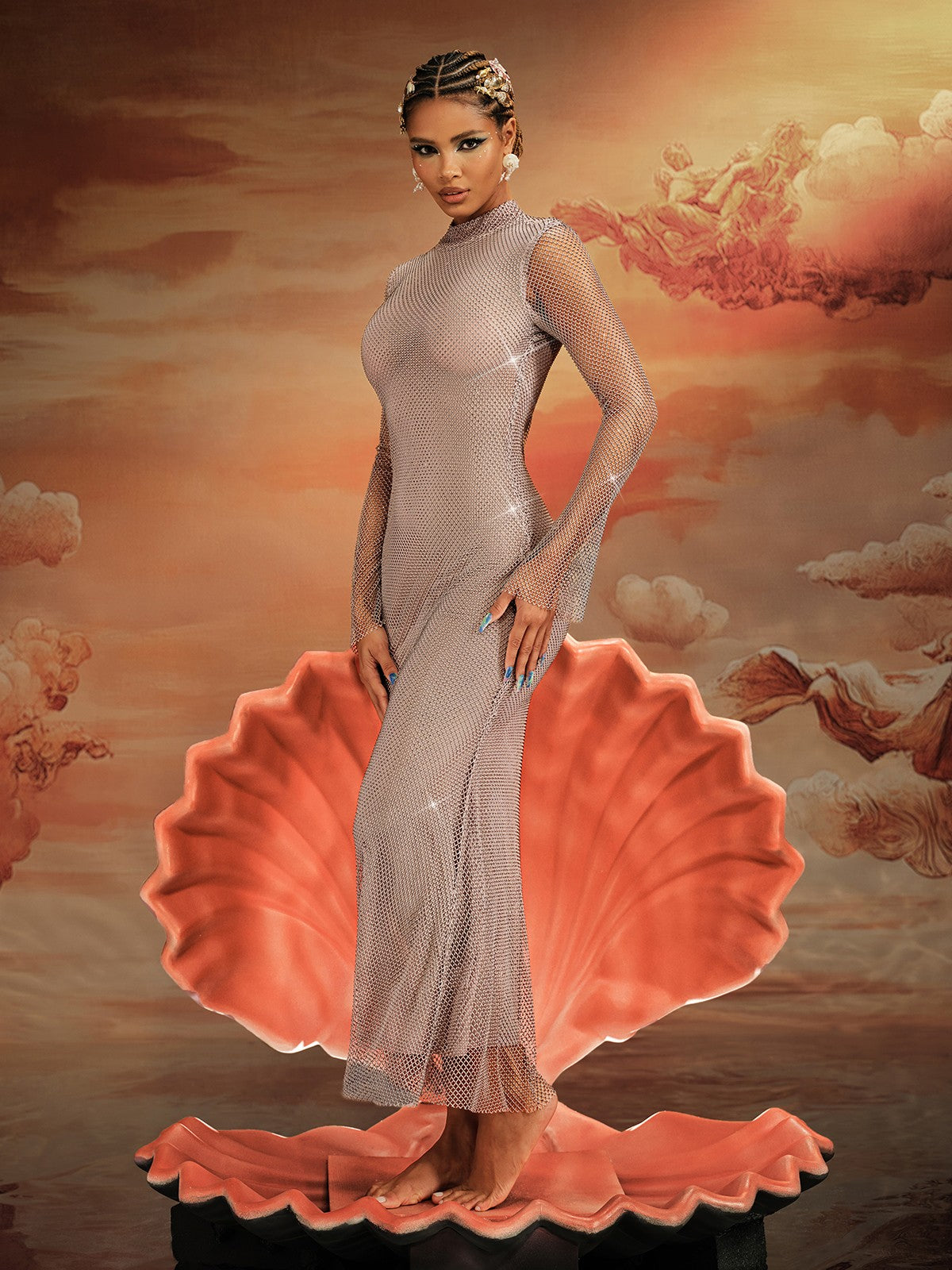 Aingeal Long Sleeve Crystal Maxi Dress