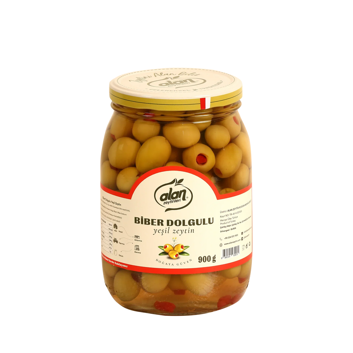 Alan Premium Pepper Stuffed Green Olives 900g