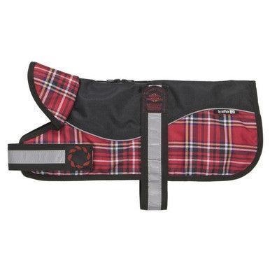 aniMate Reflective Black/Red Tartan Padded Harness Coat (30cm), 12"